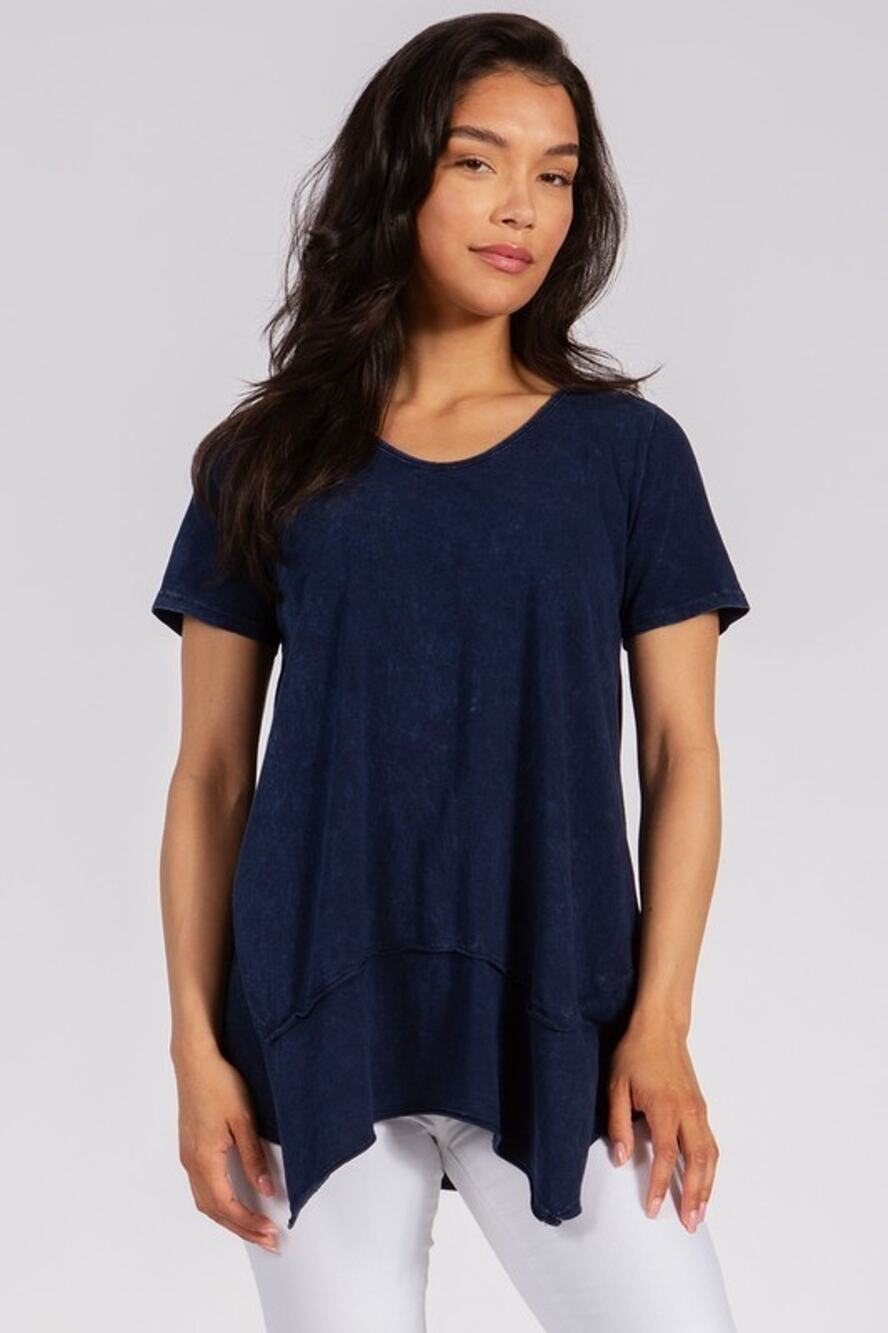 Chatoyant Basic Mineral Wash Top Electric Blue Small
